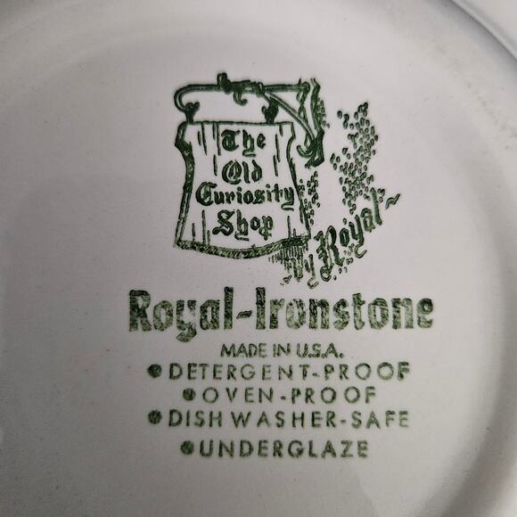 Set of 3 Royal Ironstone The Old Curiosity Shop Green Soup Bowls 8.25" USA - Picture 3 of 6